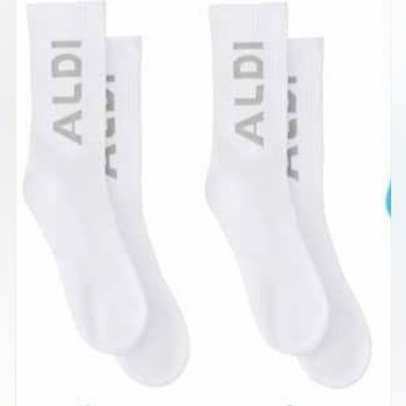 Other - LAST PAIR! ALDI 2 Pair White Crew Fan Socks Mens 6-10 2023 CAPSULE COLLECTION